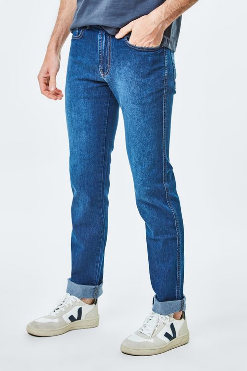 Calça Jeans Regular - Azul Médio
