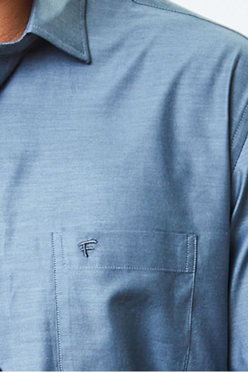 Camisa Manga Longa Pima Cotton Regular Fio 70 - Azul