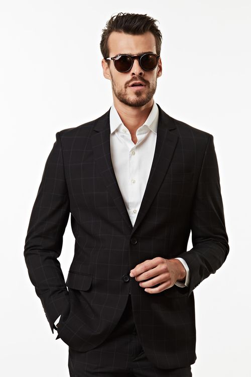 Costume Slim Curto Xadrez Grid Vestebene Fideli