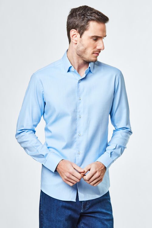Camisa Social Slim - Azul