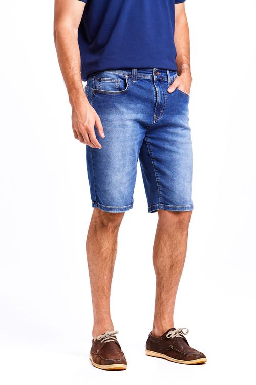 Bermuda Jeans Regular Fideli Giorno - Azul Médio