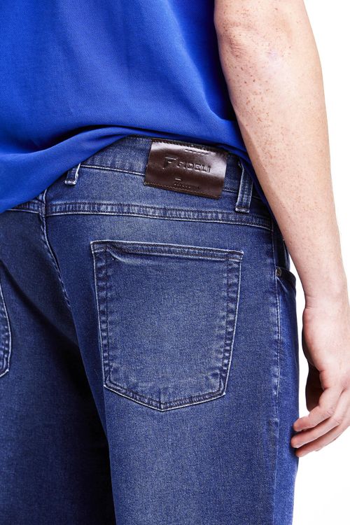 Bermuda Jeans Regular Giorno Fideli - Azul Médio
