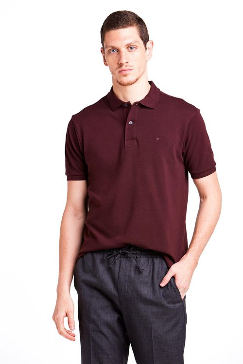 Camisa Polo Manga Curta Regular Algodão Pima Ufficio Fideli - Vinho