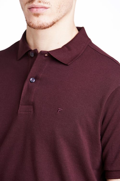 Camisa Polo Manga Curta Regular Algodão Pima Ufficio Fideli - Vinho