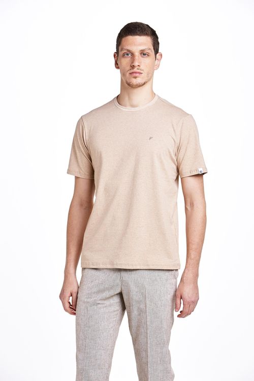 Camiseta Manga Curta Regular Ecollezione Fideli - Bege
