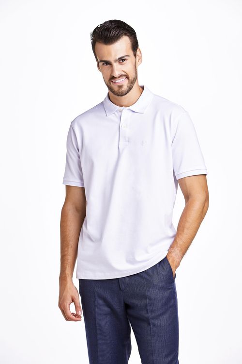 Camisa Polo Manga Curta Regular Giorno Fideli - Branco