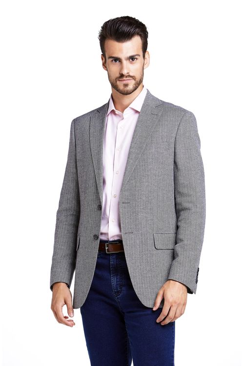 Blazer Slim Médio Chevron Ufficio Fideli - Cinza