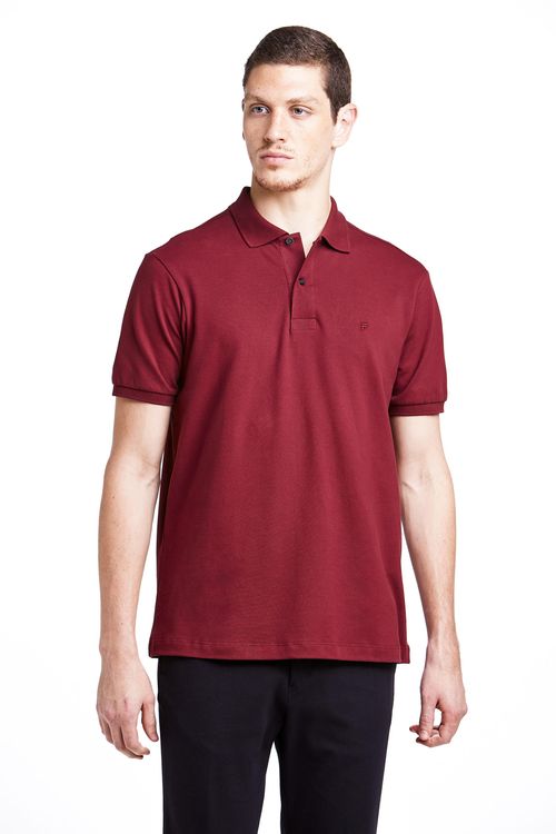 Camisa Polo Manga Curta Regular Giorno Fideli - Vinho
