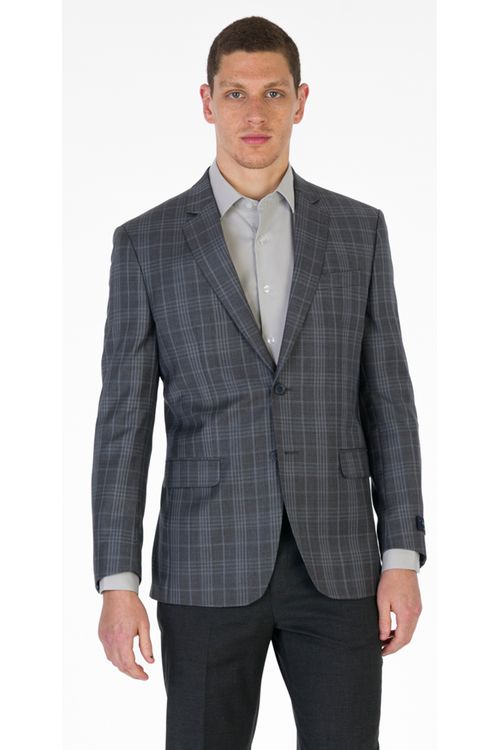 Blazer Super 120's  Slim Médio Xadrez Ufficio Fideli - Cinza