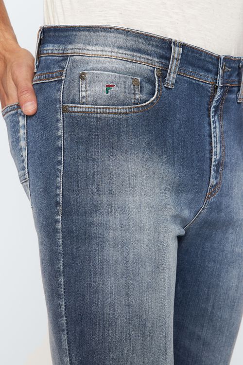 Calça Jeans Slim Giorno Fideli - Azul Medio
