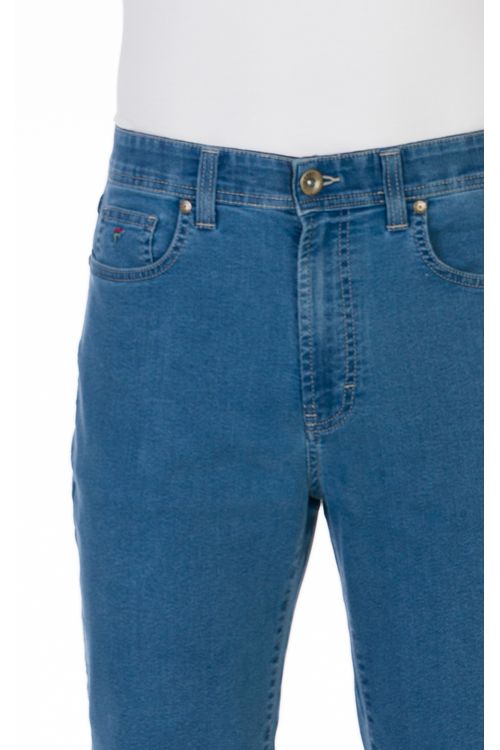 Calça Jeans Tradicional Com Elástico Giorno Fideli - Azul Médio