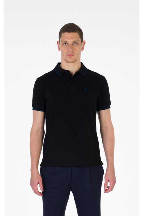 Camisa Polo Manga Curta Regular Giorno Fideli - Preto