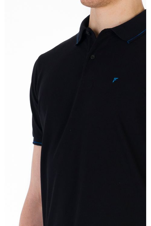 Camisa Polo Manga Curta Regular Giorno Fideli - Preto