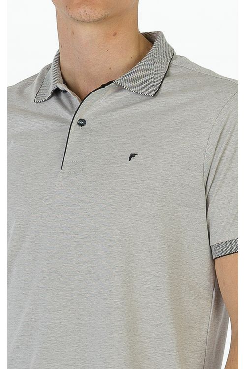 Camisa Polo Manga Curta Regular Giorno Fideli - Cinza