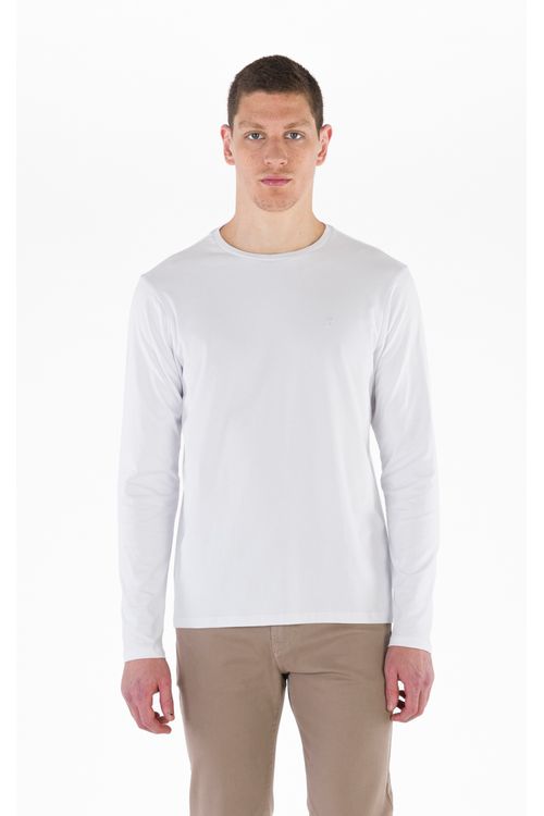 Camiseta Manga Longa Regular Giorno Fideli - Branco