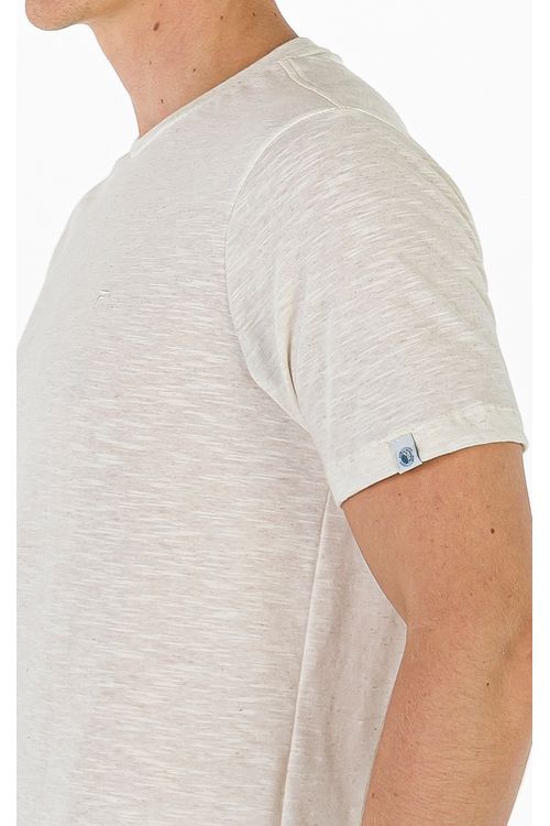 Camiseta Manga Curta Regular Ecollezione Fideli - Cru/Bege