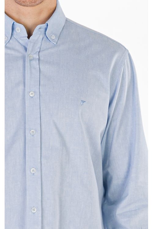 Camisa Casual Manga Longa Regular Oxford Giorno Fideli - Azul