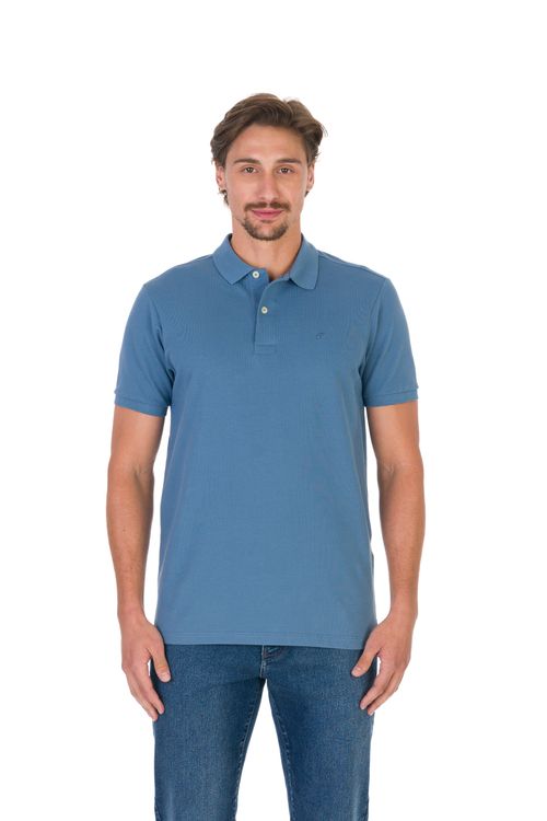 Camisa Polo Manga Curta Regular Ufficio Fideli - Azul