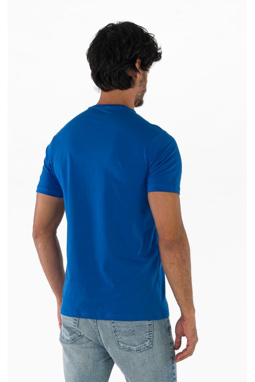 Camiseta Manga Curta Regular Algodão Pima Ufficio Fideli - Azul