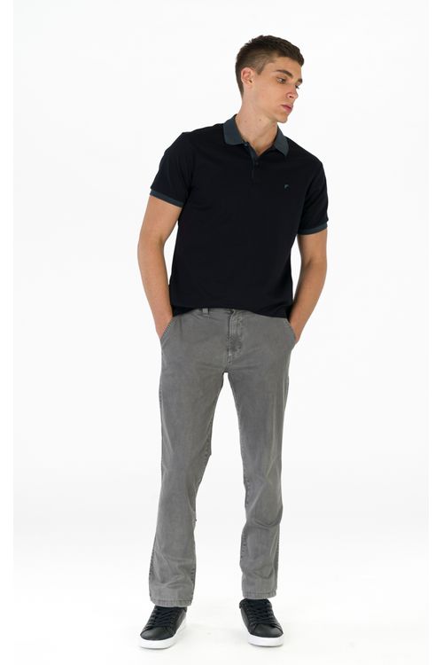 Camisa Polo Manga Curta Regular Giorno Fideli - Preto