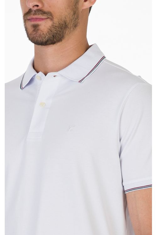 Camisa Polo Manga Curta Regular Giorno Fideli - Branco