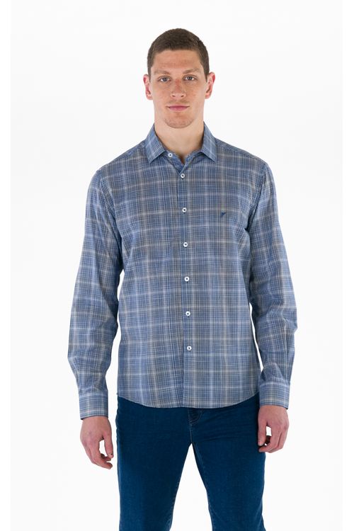 Camisa Casual Manga Longa Slim Xadrez Giorno Fideli