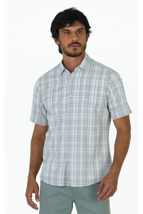 Camisa Casual Manga Curta Slim Xadrez Giorno Fideli
