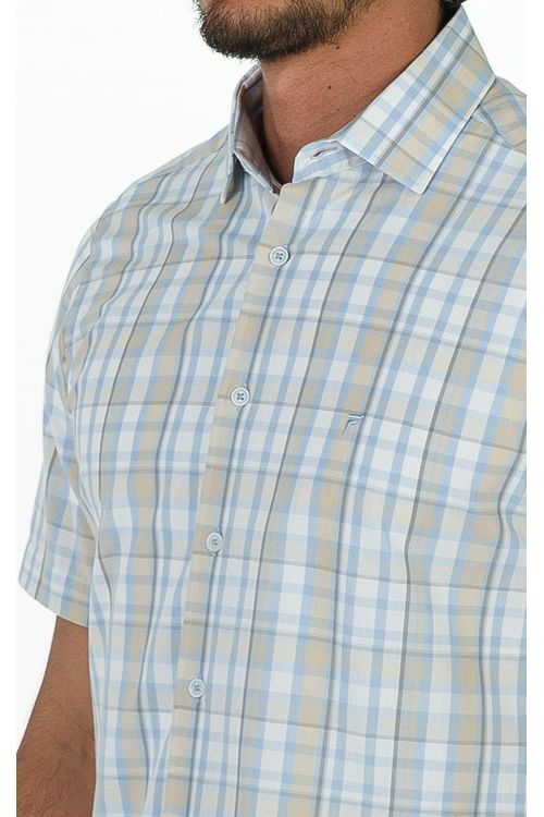 Camisa Casual Manga Curta Slim Xadrez Giorno Fideli