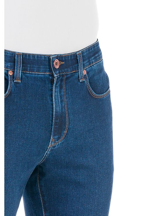 Calça Jeans Regular Com Elástico Ufficio Fideli - Azul Médio