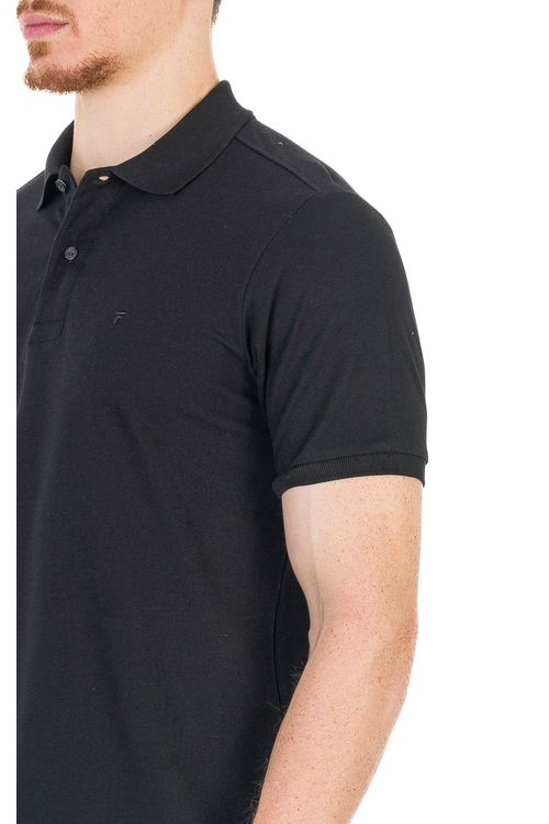 Camisa Polo Manga Curta Regular Giorno Fideli - Preto