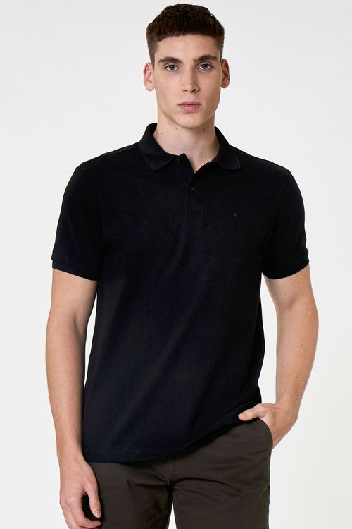 Camisa Polo Manga Curta Regular Algodão Pima Ufficio Fideli - Preto