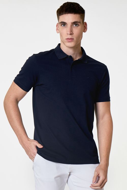 Camisa Polo Manga Curta Regular Ufficio Fideli - Azul