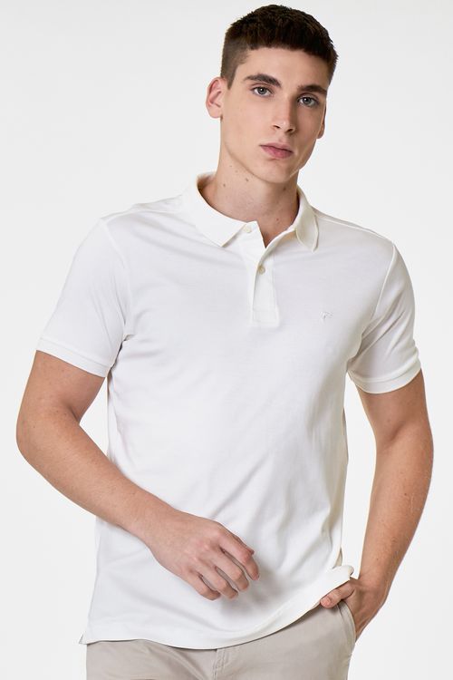 Camisa Polo Manga Curta Regular Giorno Fideli - Branco