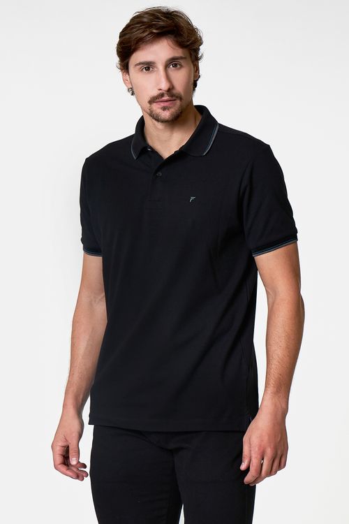 Camisa Polo Manga Curta Regular Giorno Fideli - Preto