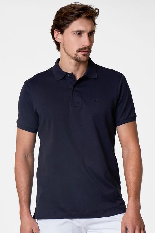 Camisa Polo Manga Curta Regular Giorno Fideli - Marinho