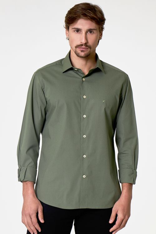 Camisa Casual Manga Longa Slim Stretch Giorno Fideli - Verde