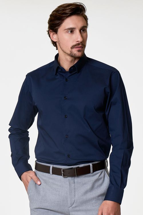 Camisa Social Slim Stretch Fideli - Marinho