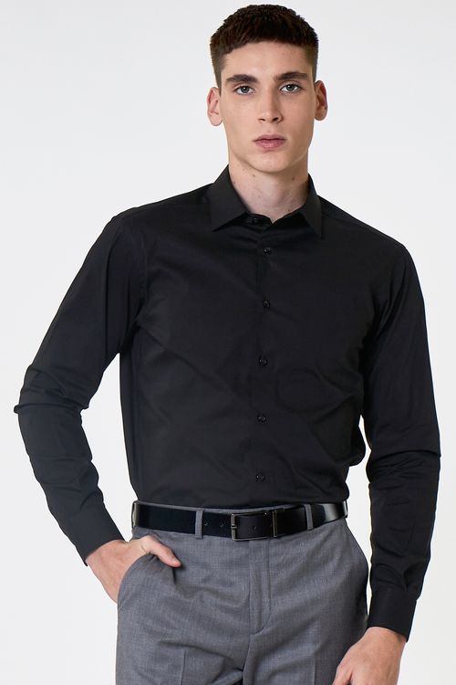 Camisa Social Slim Stretch Fideli - Preto