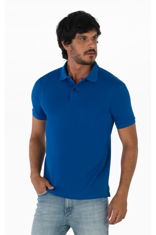 Camisa Polo Manga Curta Regular Algodão Pima Ufficio Fideli - Azul