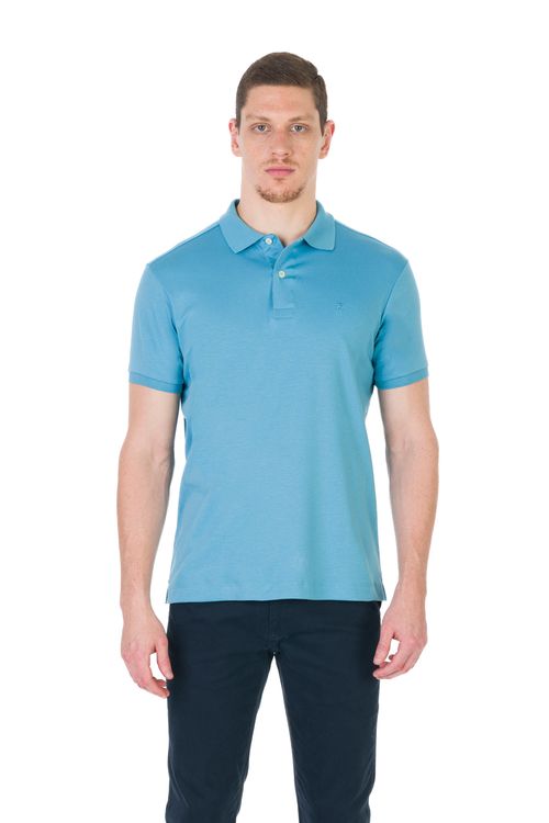 Camisa Polo Manga Curta Regular Algodão Pima Ufficio Fideli - Azul