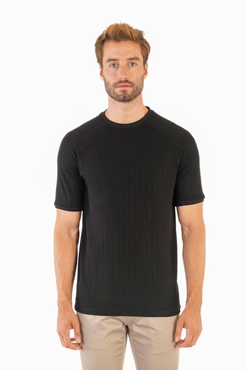 Camiseta Manga Curta Regular Raglan Listrada Giorno Fideli - Preto
