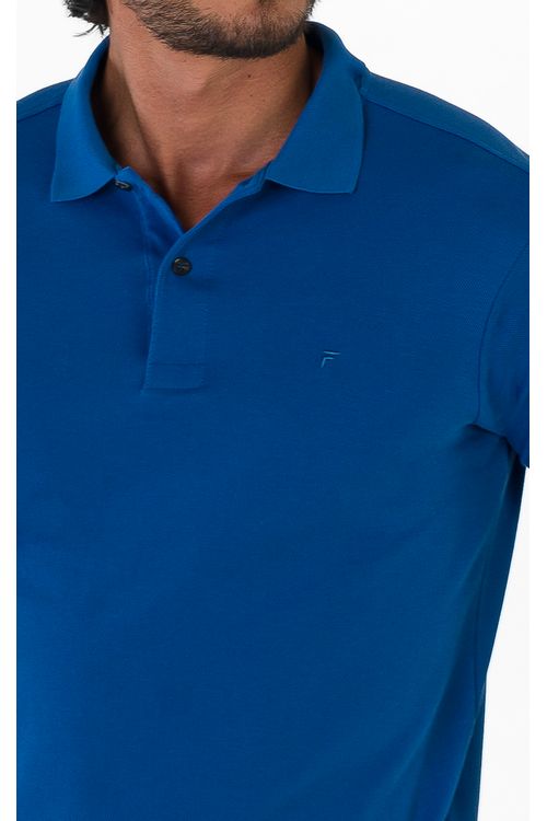 Camisa Polo Manga Curta Regular Algodão Pima Ufficio Fideli - Azul