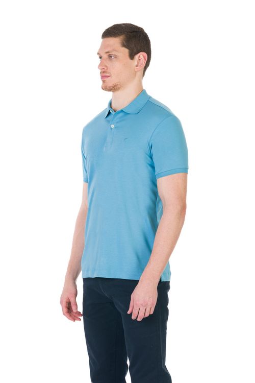 Camisa Polo Manga Curta Regular Algodão Pima Ufficio Fideli - Azul