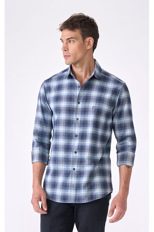 Camisa Casual Manga Longa Regular Flanela Xadrez Giorno Fideli