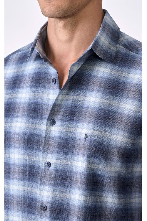 Camisa Casual Manga Longa Regular Flanela Xadrez Giorno Fideli