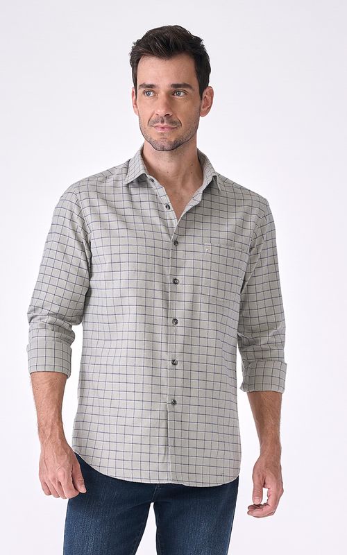 Camisa Casual Manga Longa Regular Flanela Xadrez Giorno Fideli