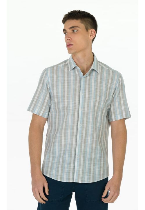 Camisa Casual Manga Curta Slim Xadrez Giorno Fideli