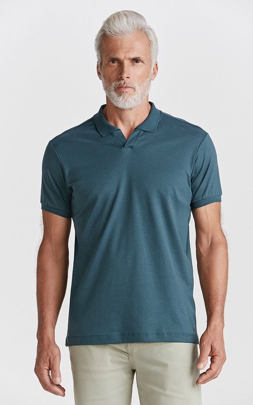 Polo Manga Curta Regular Decote v Fideli