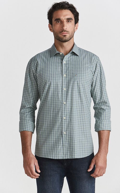 Camisa Casual Manga Longa Regular Algodão Egípcio Xadrez Fideli