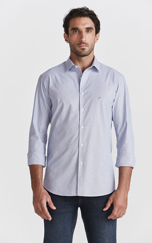 Camisa Casual Manga Longa Regular Estampada Stretch Fideli